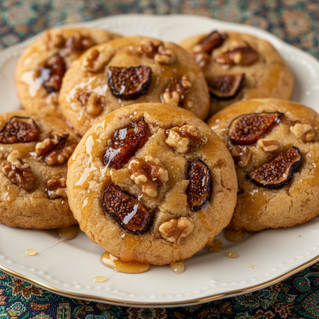 Honey Fig Walnut cookies close-up